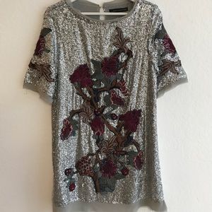 Zara silver sequence cocktail dress